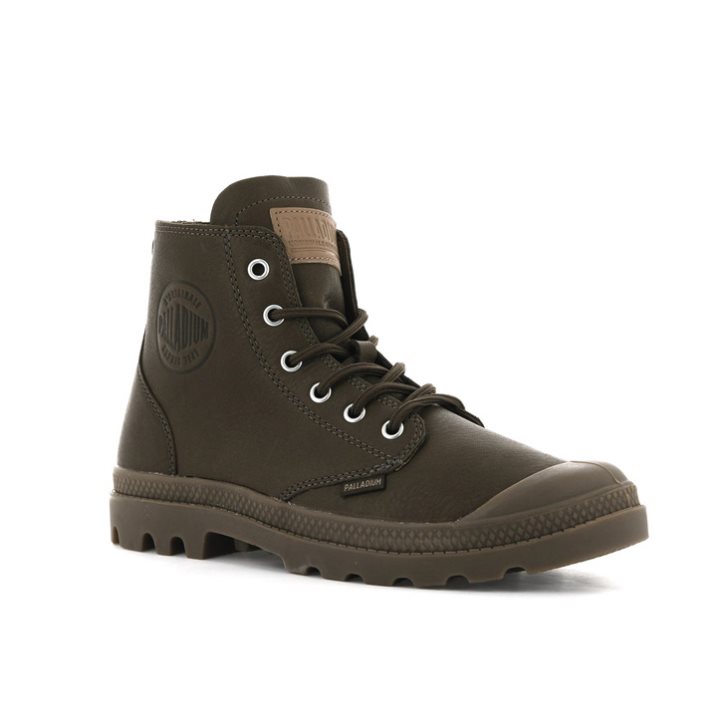 Dámské Boty Palladium Pampa Hi Leather UL Čokolády | CZ HVN-87Y